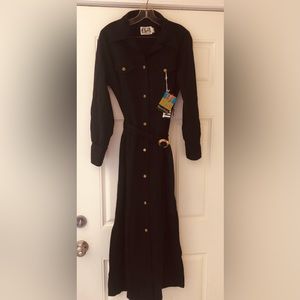 Gorgeous Rare Find  Deadstock 1970’s Black Shirt Dress